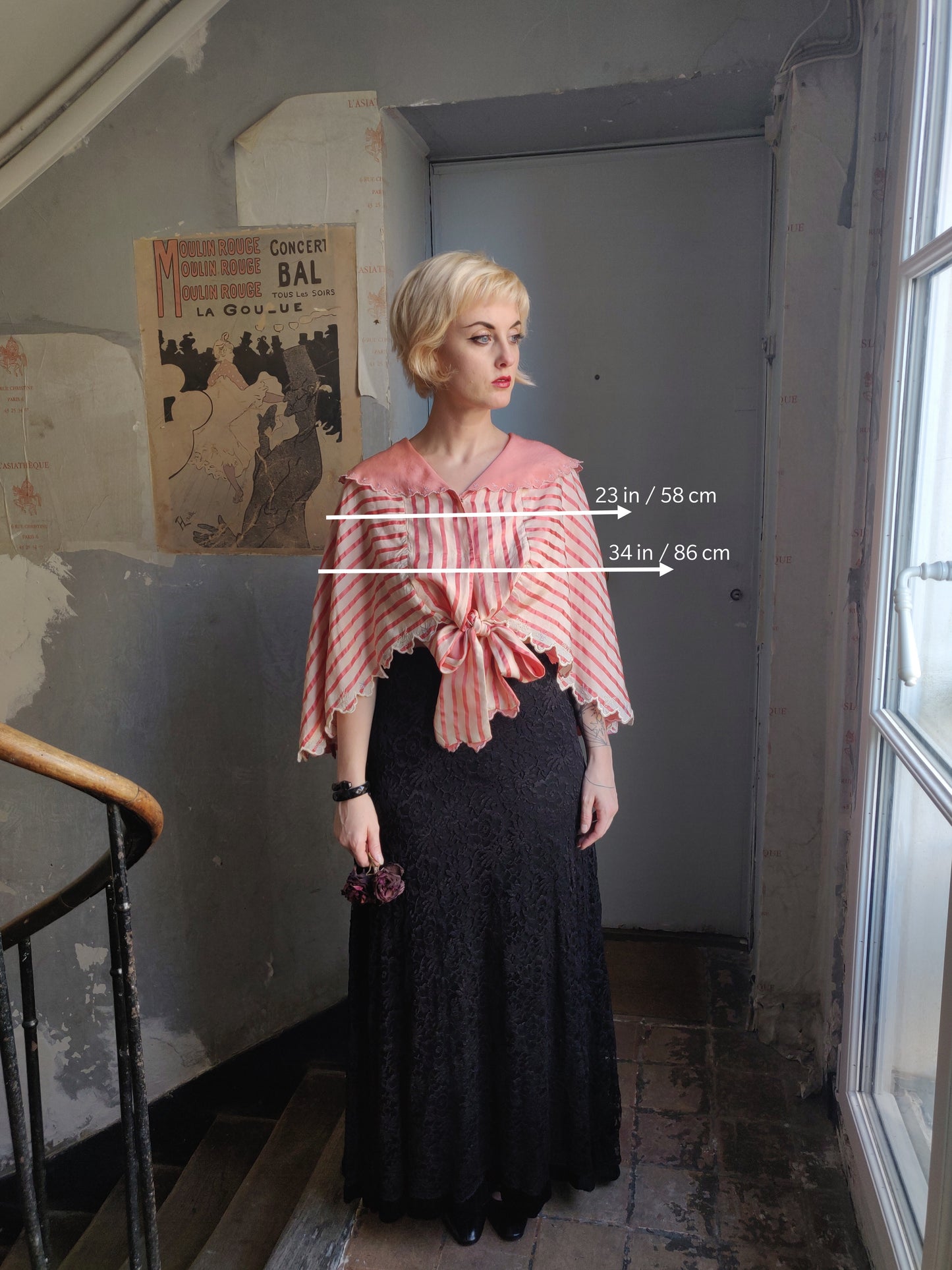 1930s French Silk Reversible Capelet / Liseuse / Bed Jacket