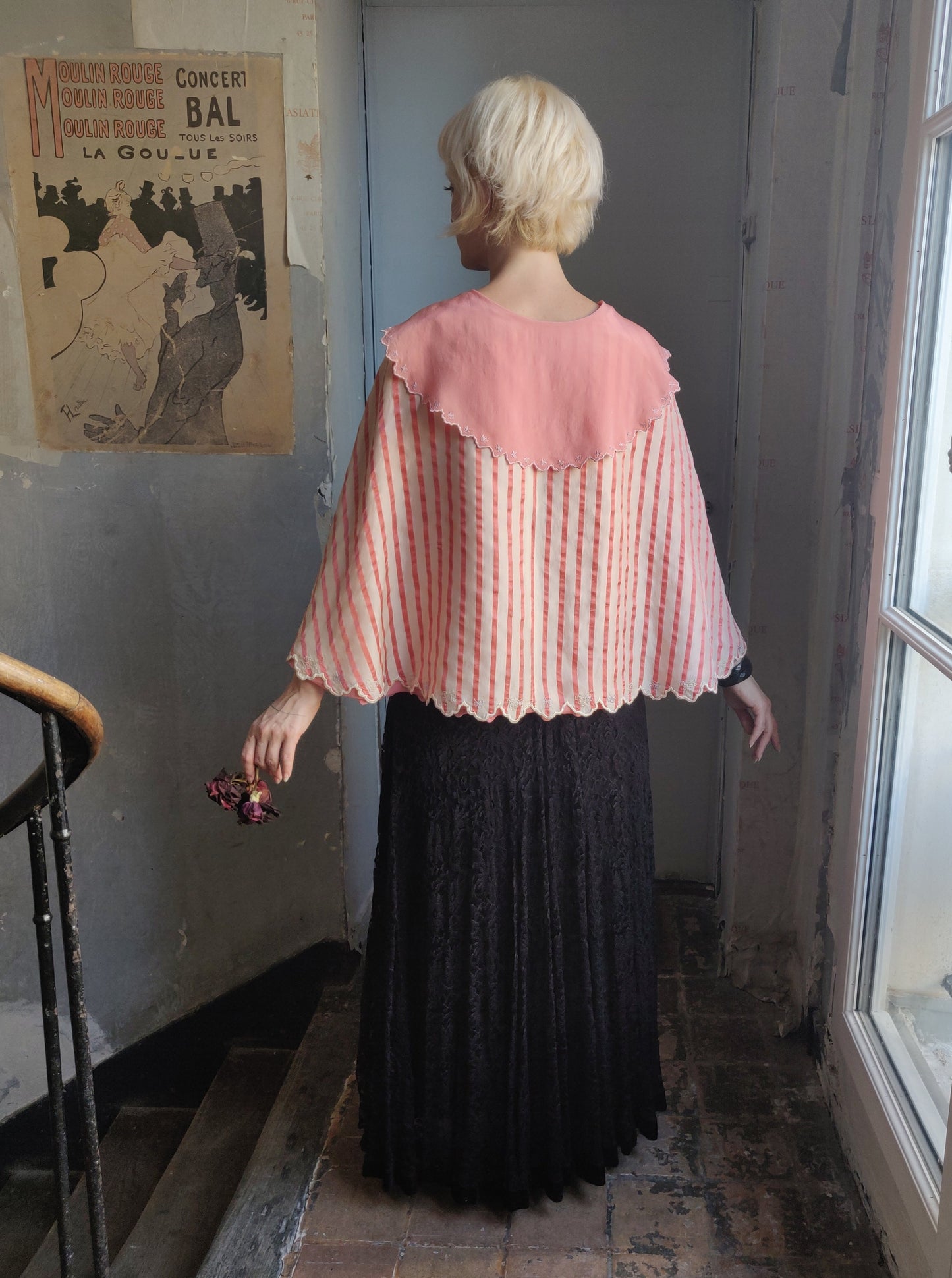 1930s French Silk Reversible Capelet / Liseuse / Bed Jacket