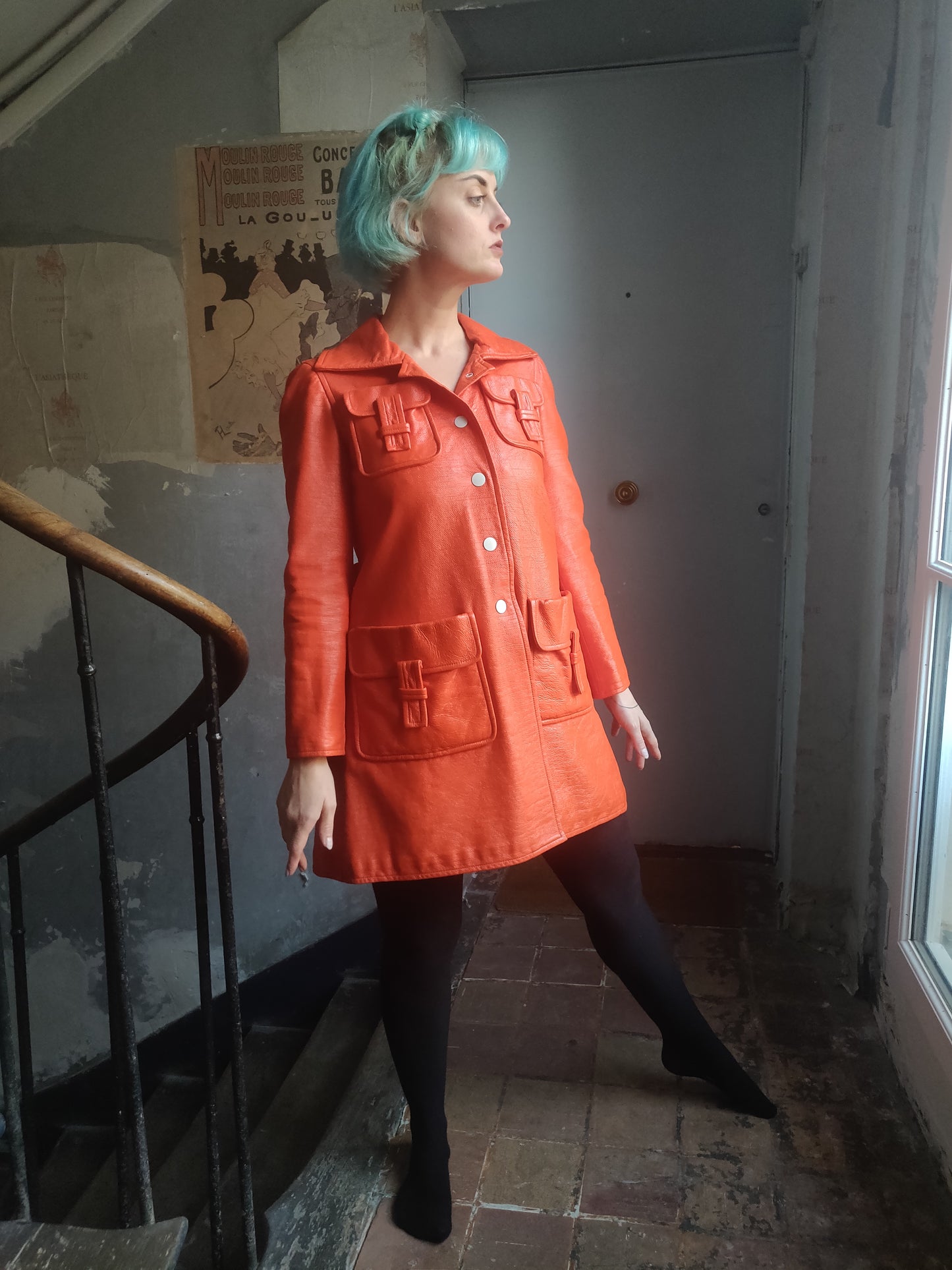 1960s Courrèges Orange Vinyl Jacket