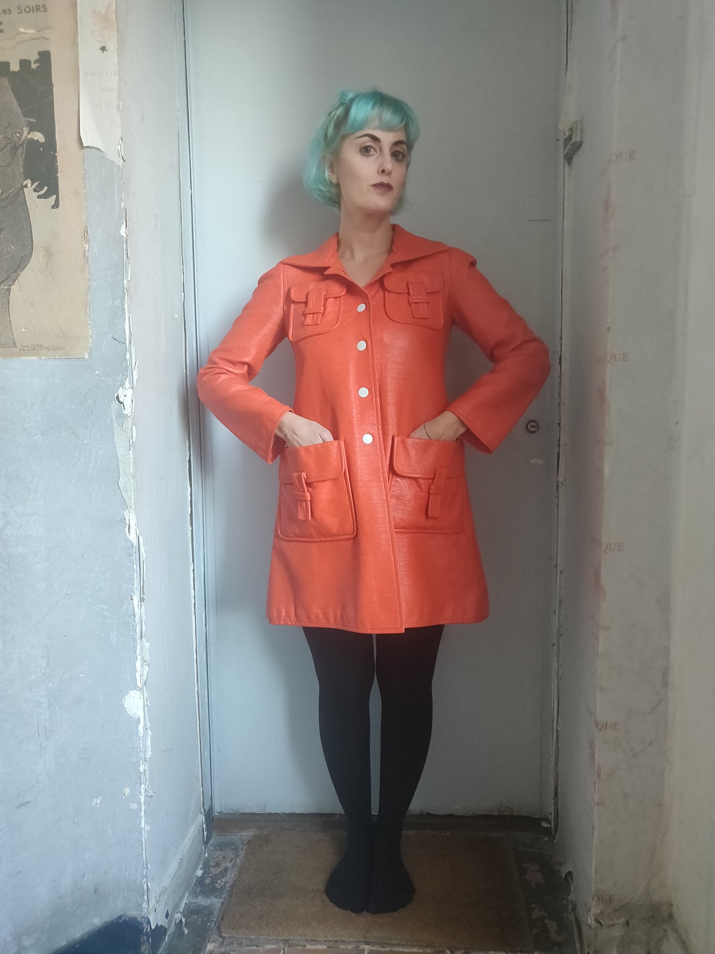 1960s Courrèges Orange Vinyl Jacket