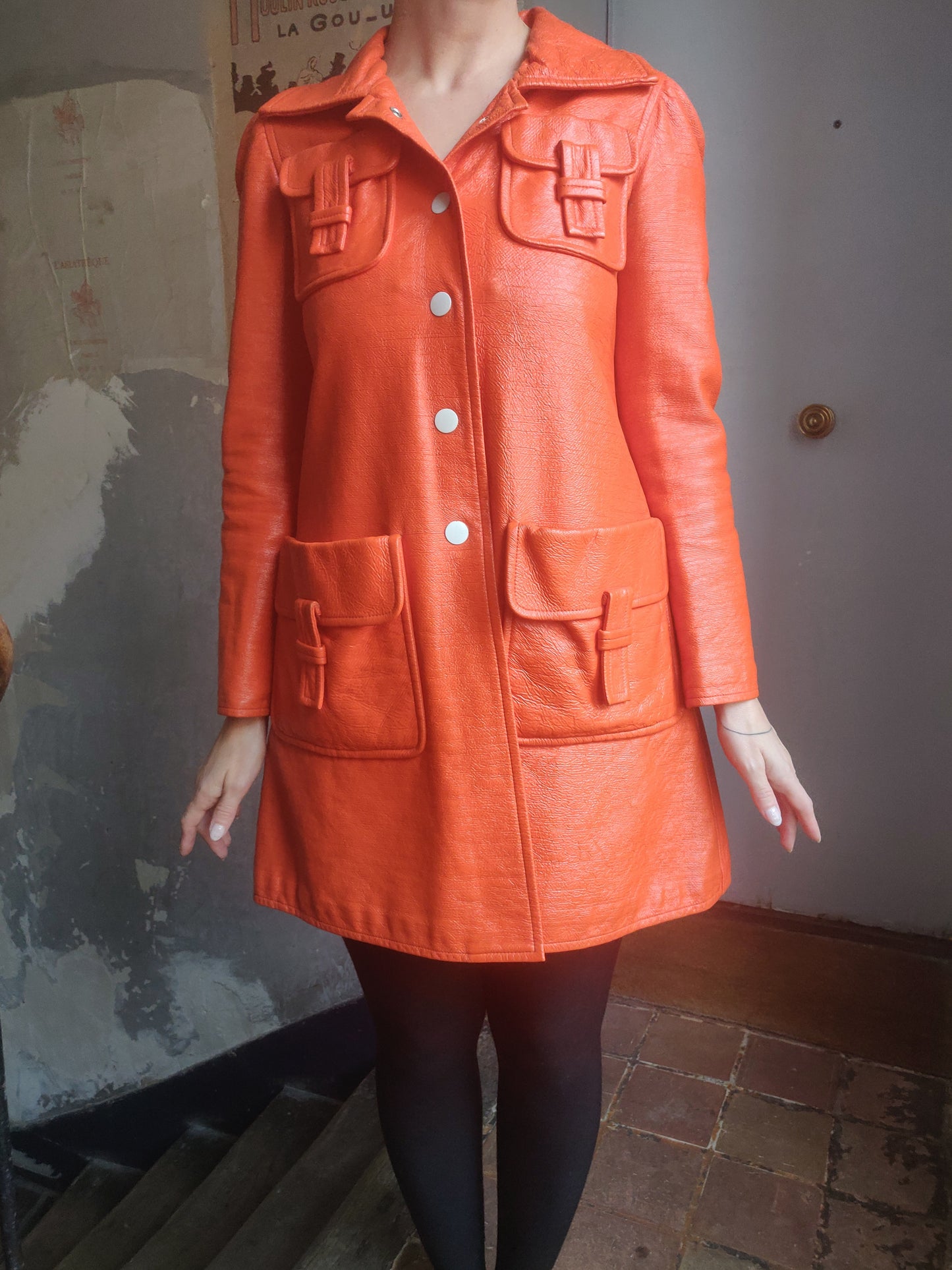 1960s Courrèges Orange Vinyl Jacket