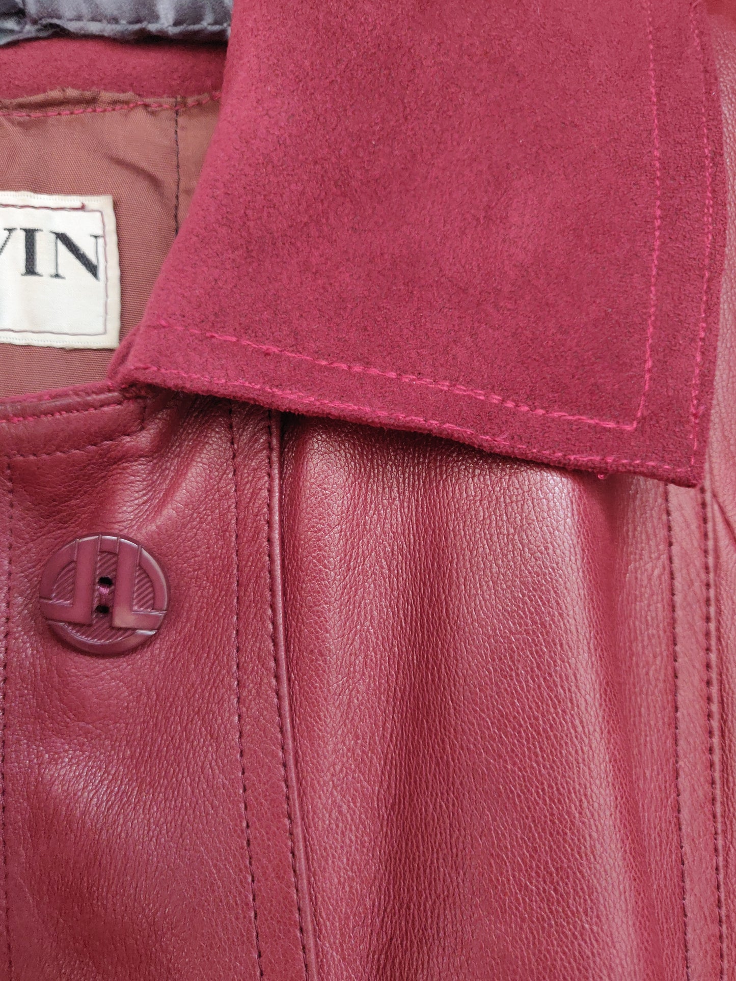 1970s Lanvin Red Leather and Suede Coat