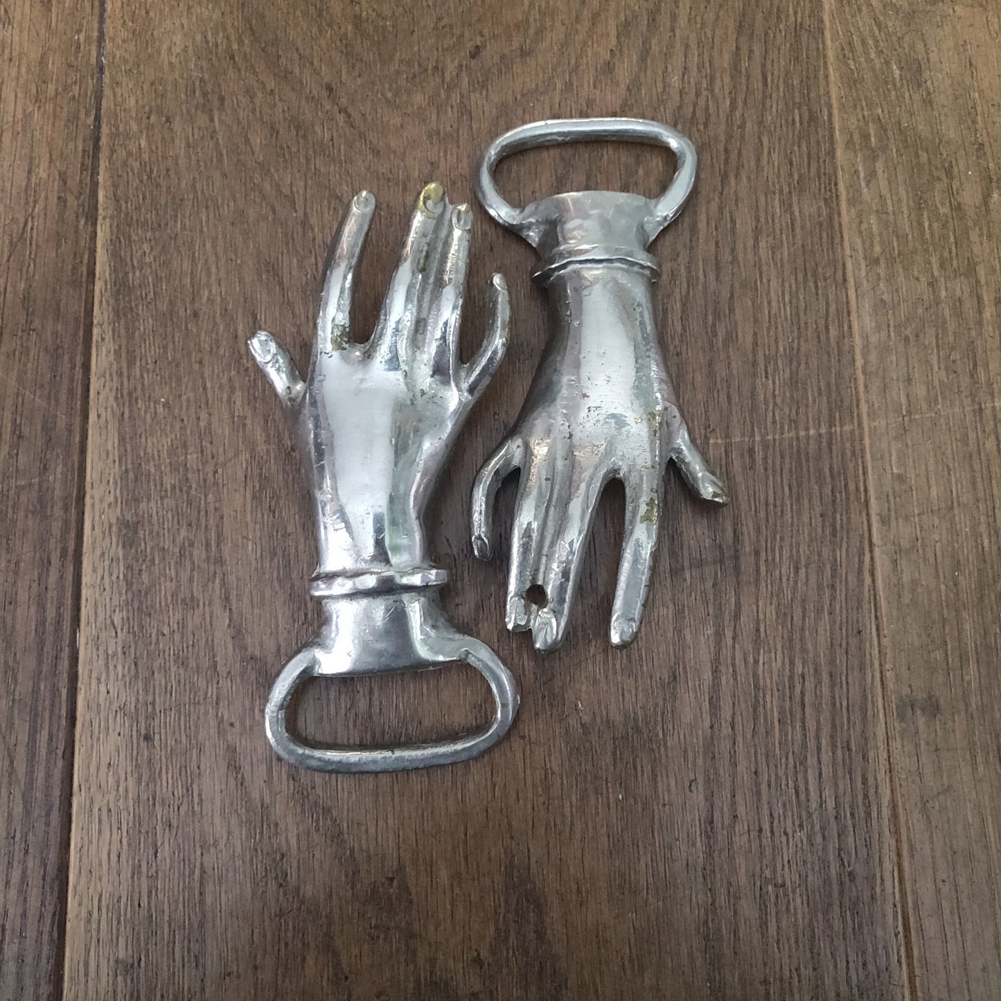 1970s Victorian Revival Clasping Hands Belt Buckle - Silver Tone