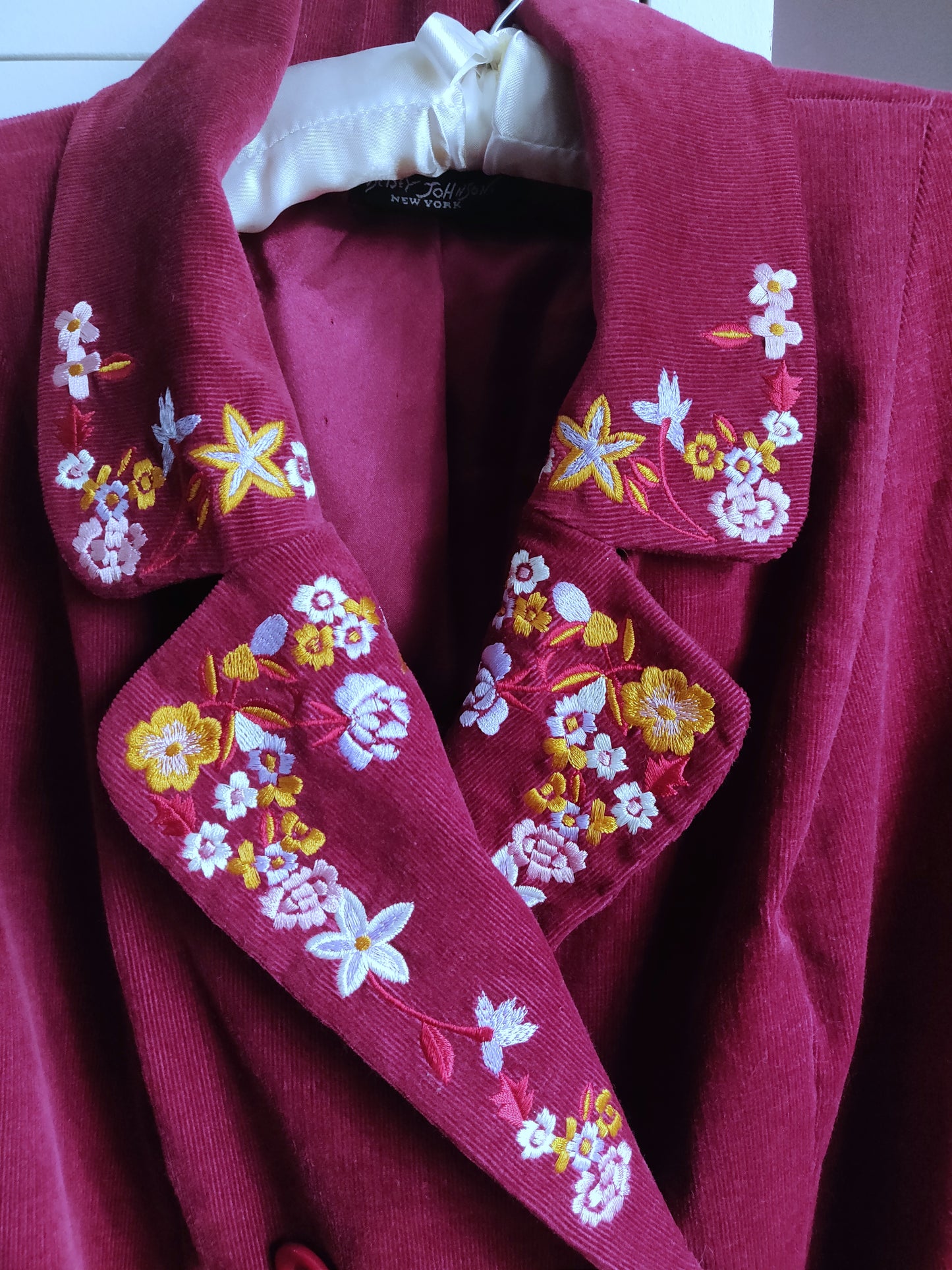 Betsey Johnson Embroidered Corduroy Coat