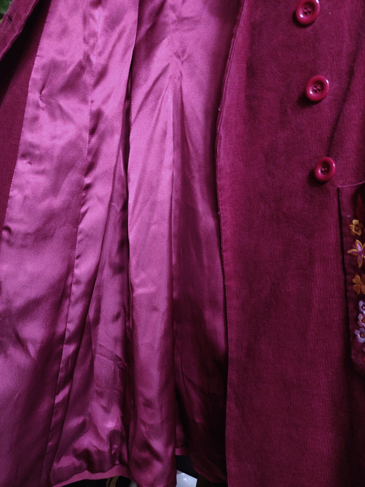 Betsey Johnson Embroidered Corduroy Coat