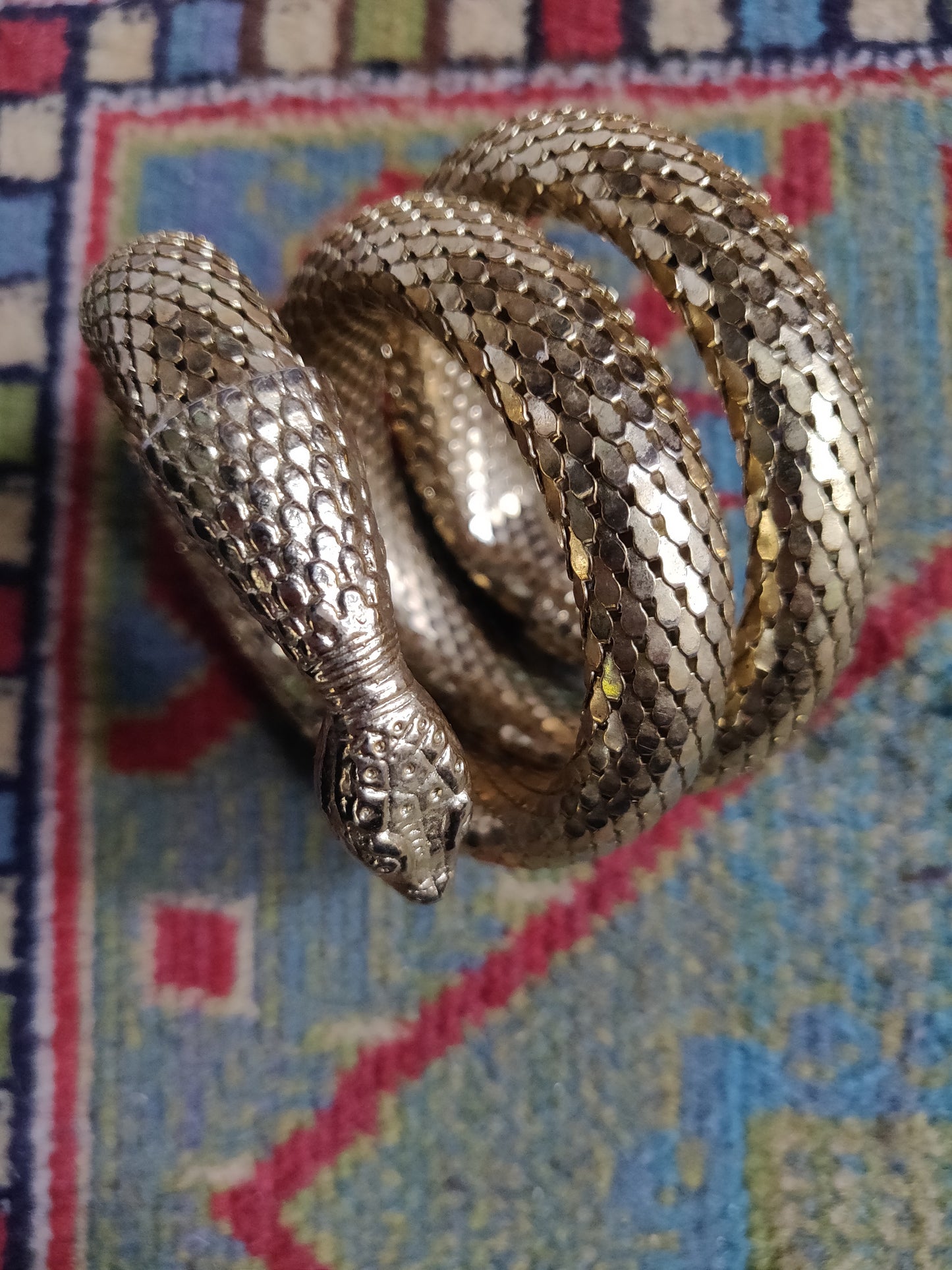 1960s Whiting & Davis Cleopatra Collection  Triple Coil Mesh Bracelet