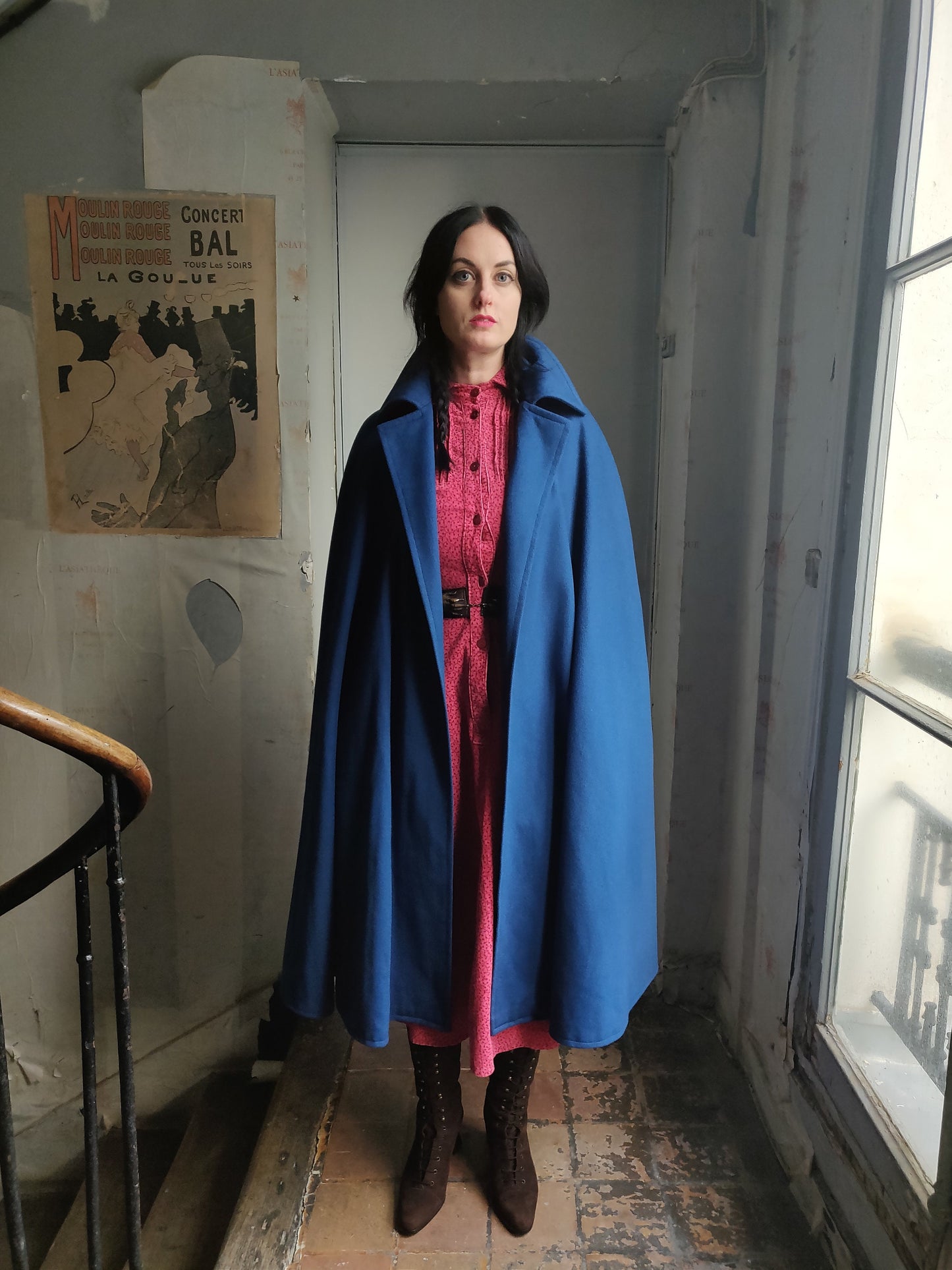 1969 / 1970 Yves Saint Laurent Blue Mohair Cape - Rare Early Label