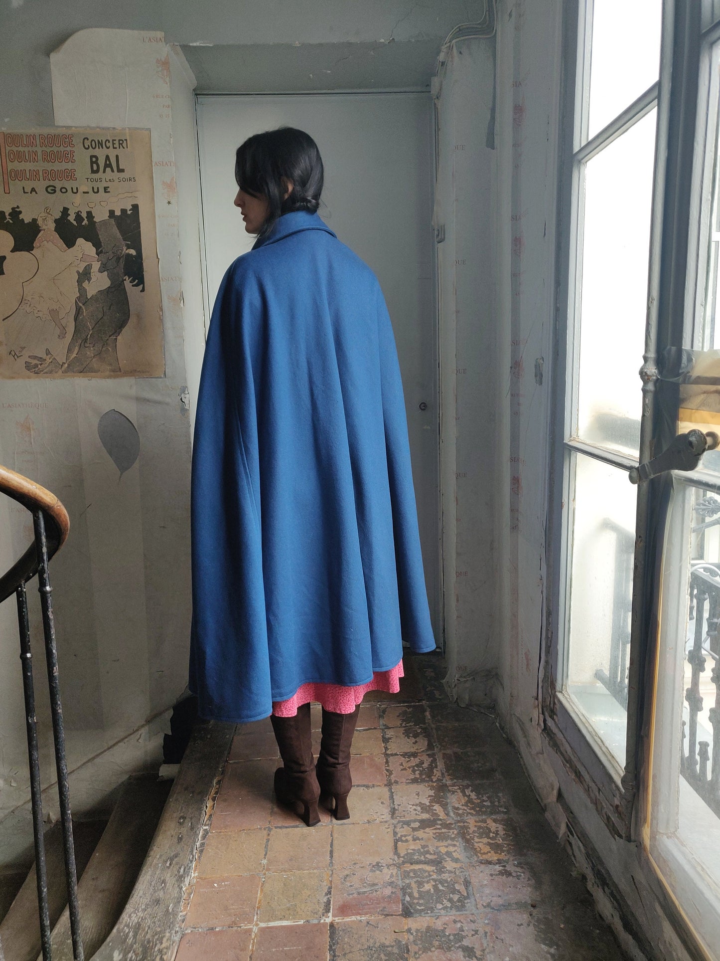 1969 / 1970 Yves Saint Laurent Blue Mohair Cape - Rare Early Label