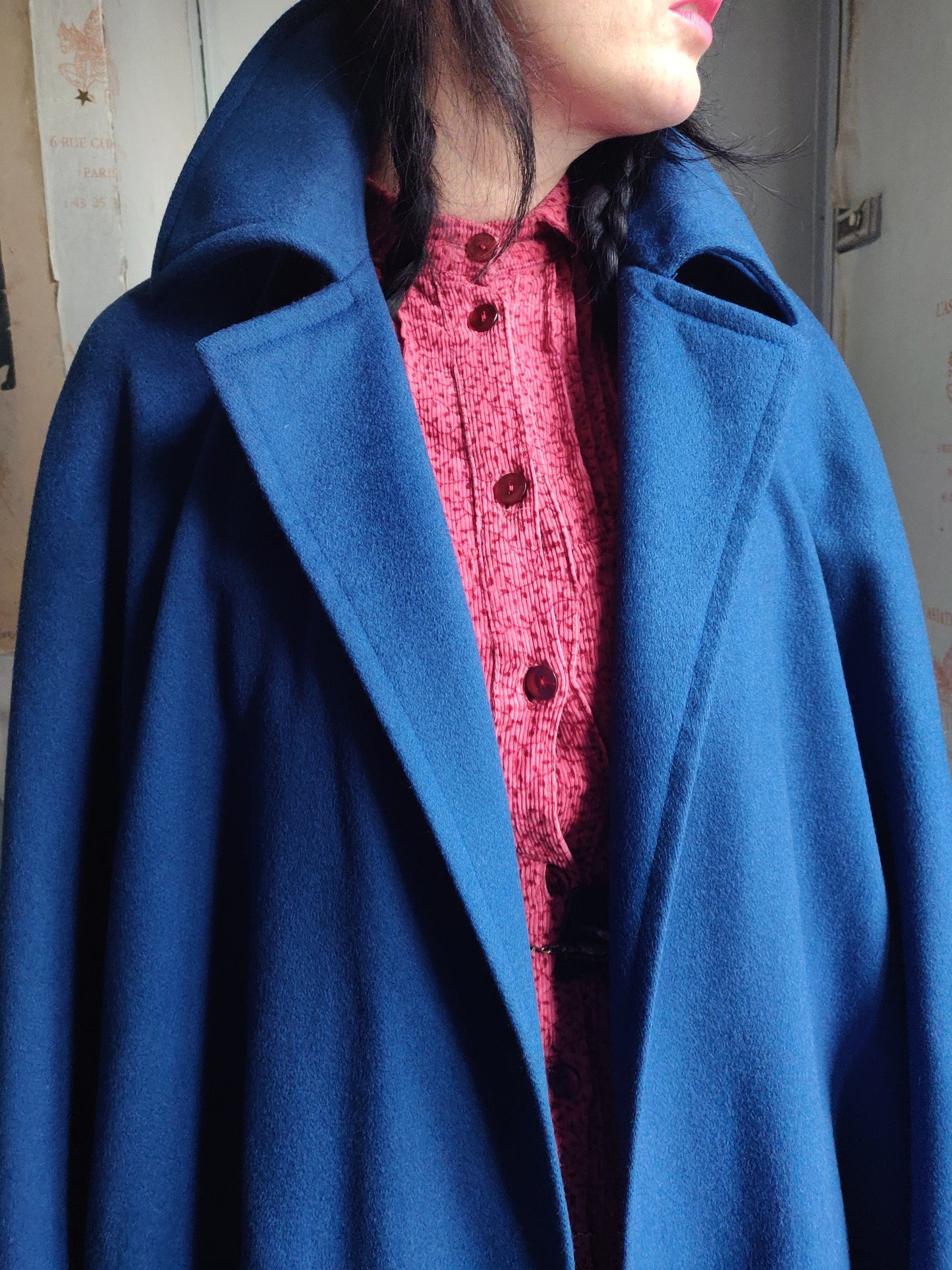 1969 / 1970 Yves Saint Laurent Blue Mohair Cape - Rare Early Label