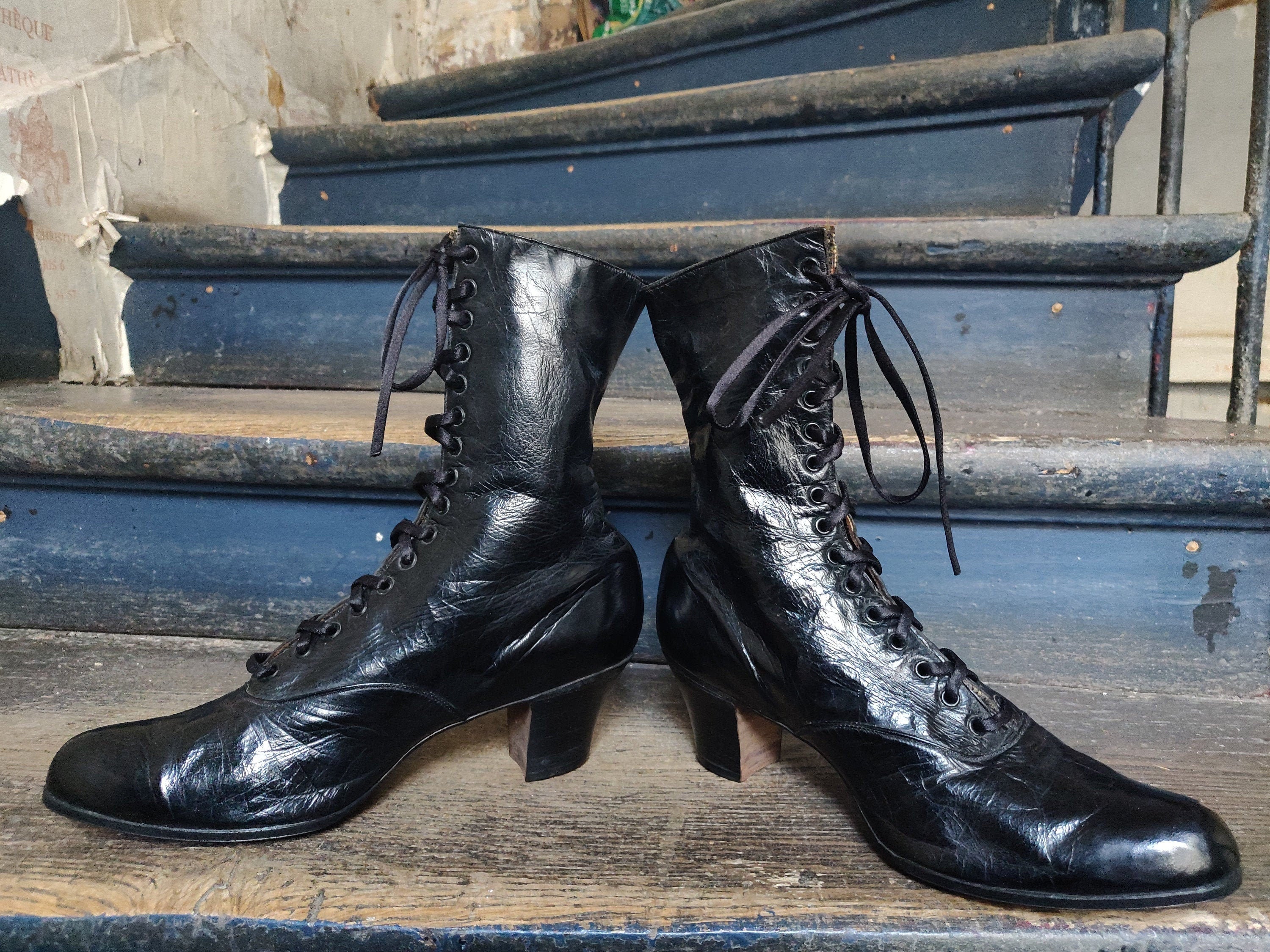 Leather victorian outlet boots