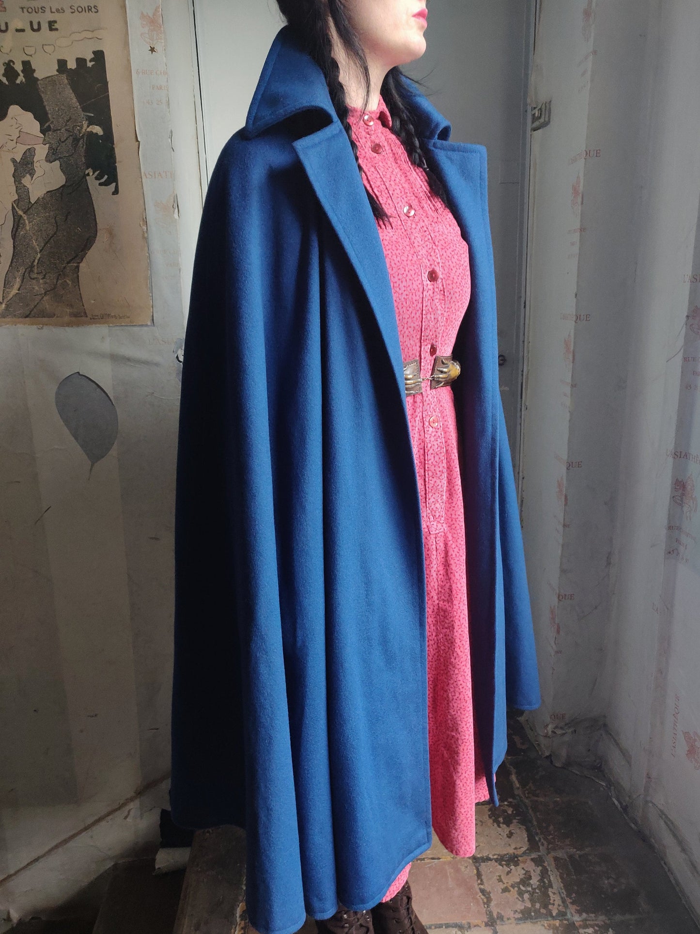 1969 / 1970 Yves Saint Laurent Blue Mohair Cape - Rare Early Label