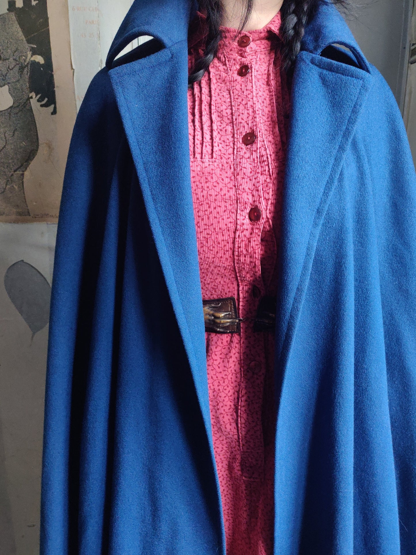 1969 / 1970 Yves Saint Laurent Blue Mohair Cape - Rare Early Label