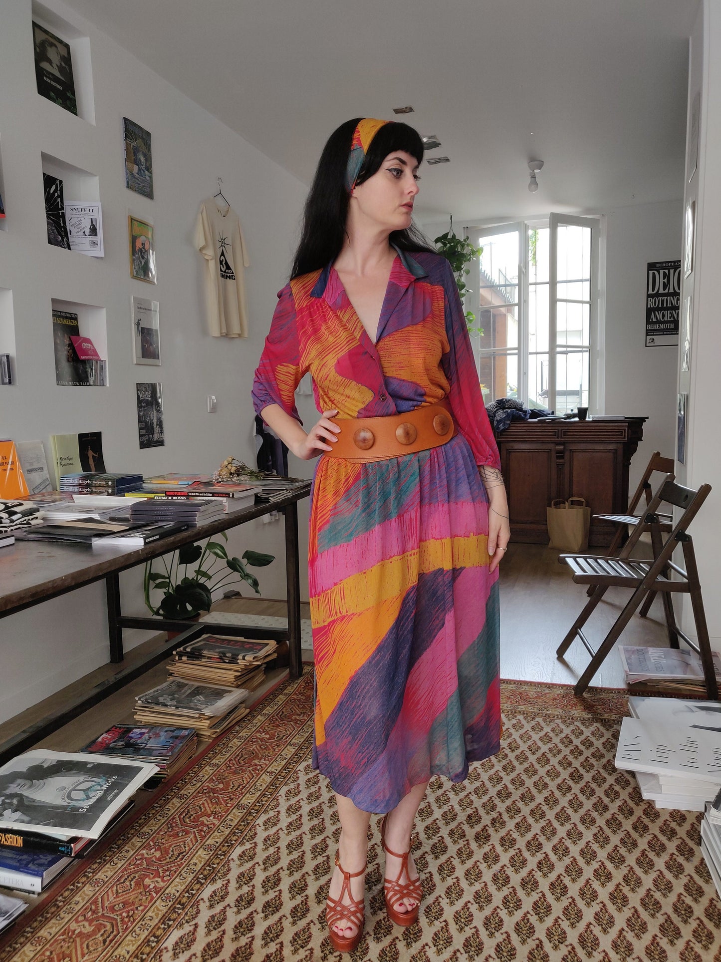 1970s Ted Lapidus Rainbow Dress - French Designer Piece