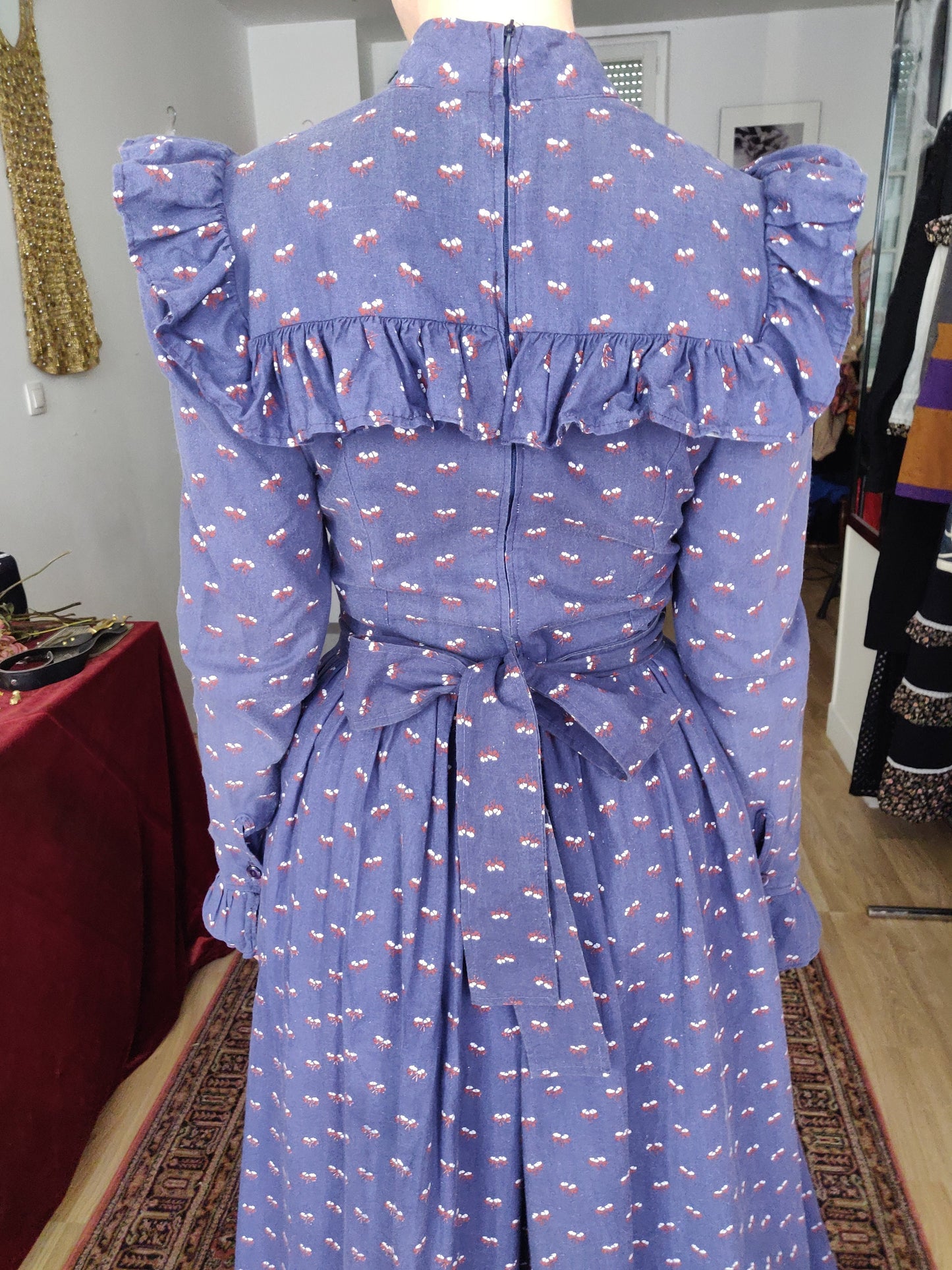 1970s Laura Ashley Little House on the Prairie Calico Dress