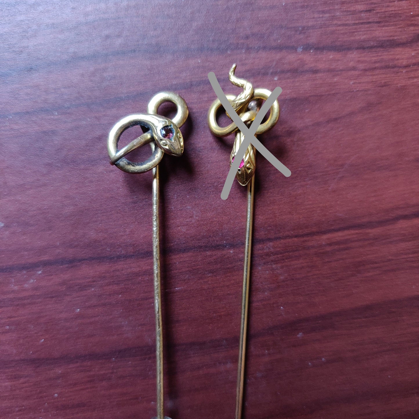 1890s Art Nouveau Gold Filled Snake Stick Pin