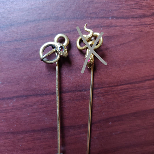 1890s Art Nouveau Gold Filled Snake Stick Pin