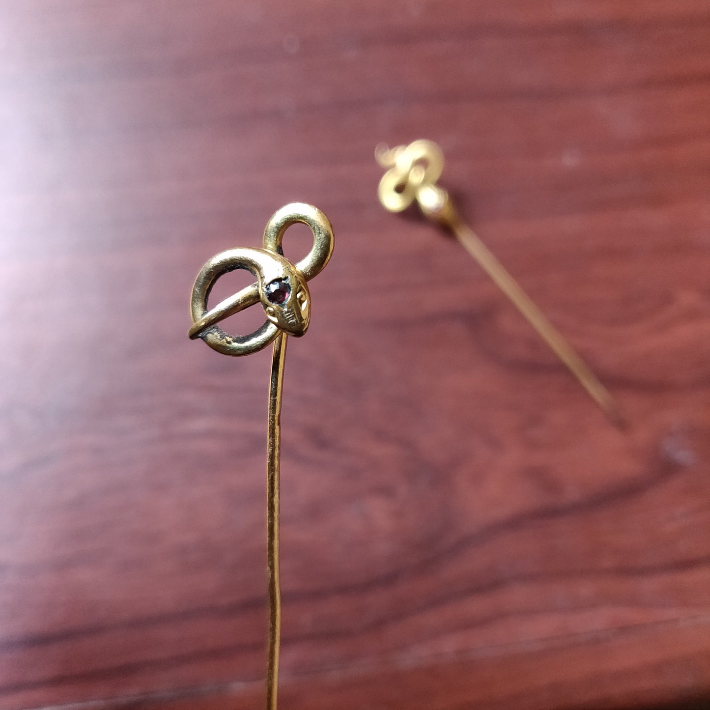 1890s Art Nouveau Gold Filled Snake Stick Pin