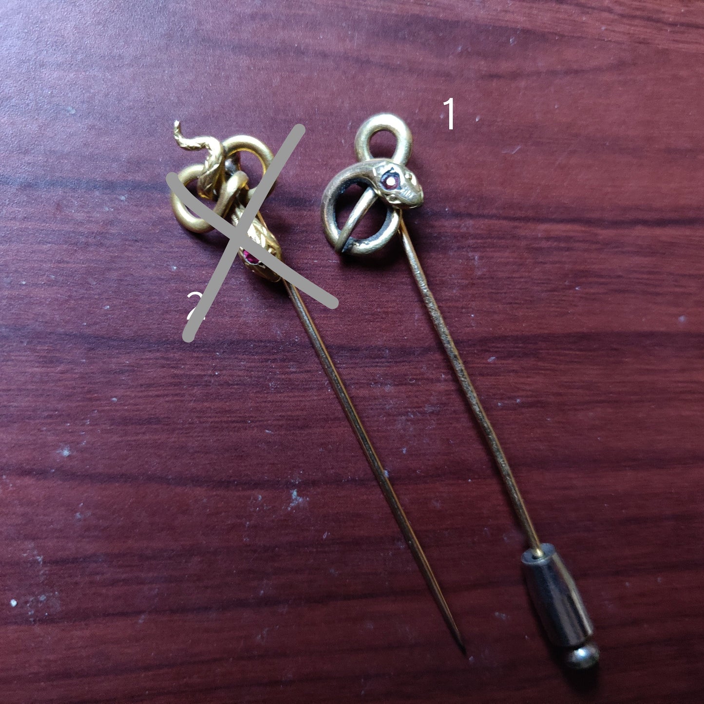 1890s Art Nouveau Gold Filled Snake Stick Pin