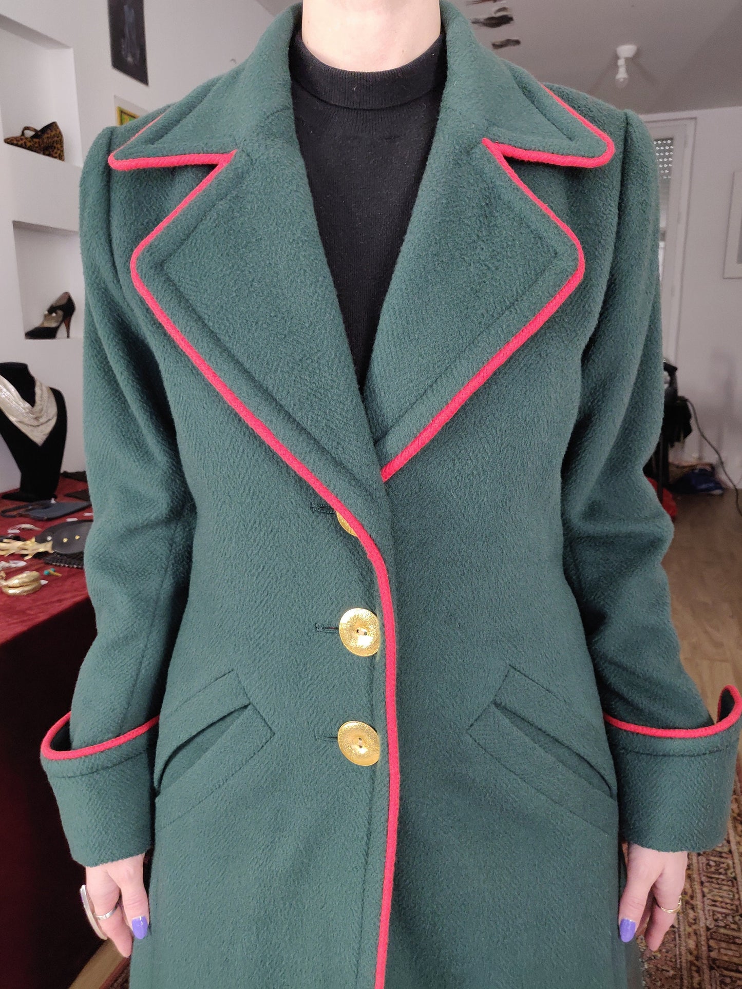 Luxurious Yves Saint Laurent Rive Gauche Military Style Coat - 1990s