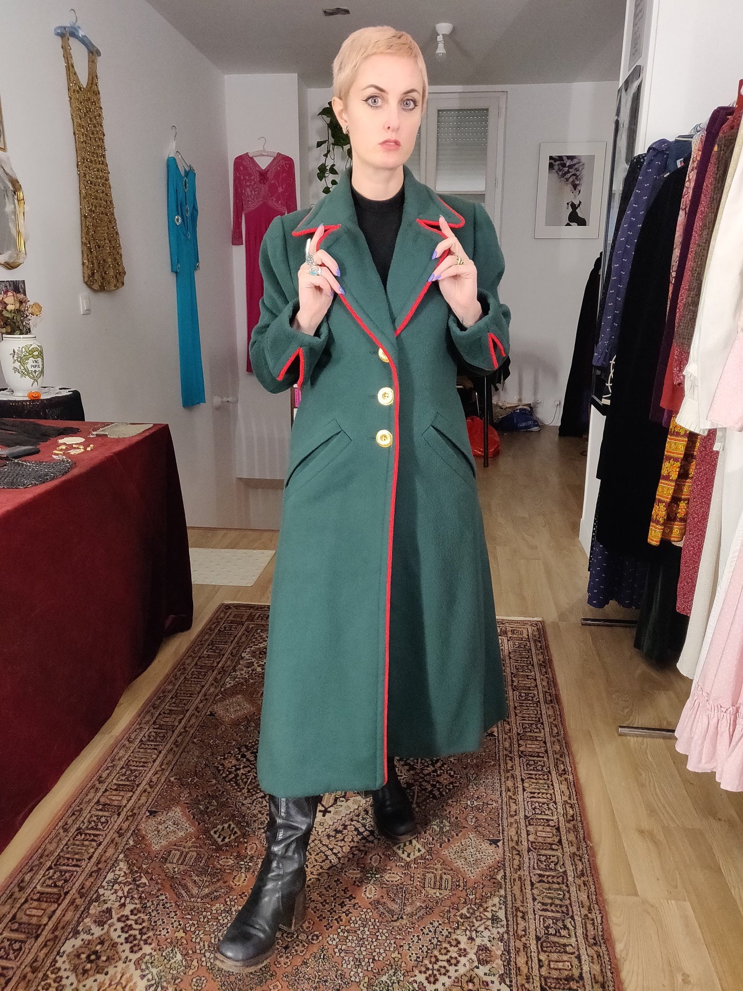 Luxurious Yves Saint Laurent Rive Gauche Military Style Coat - 1990s