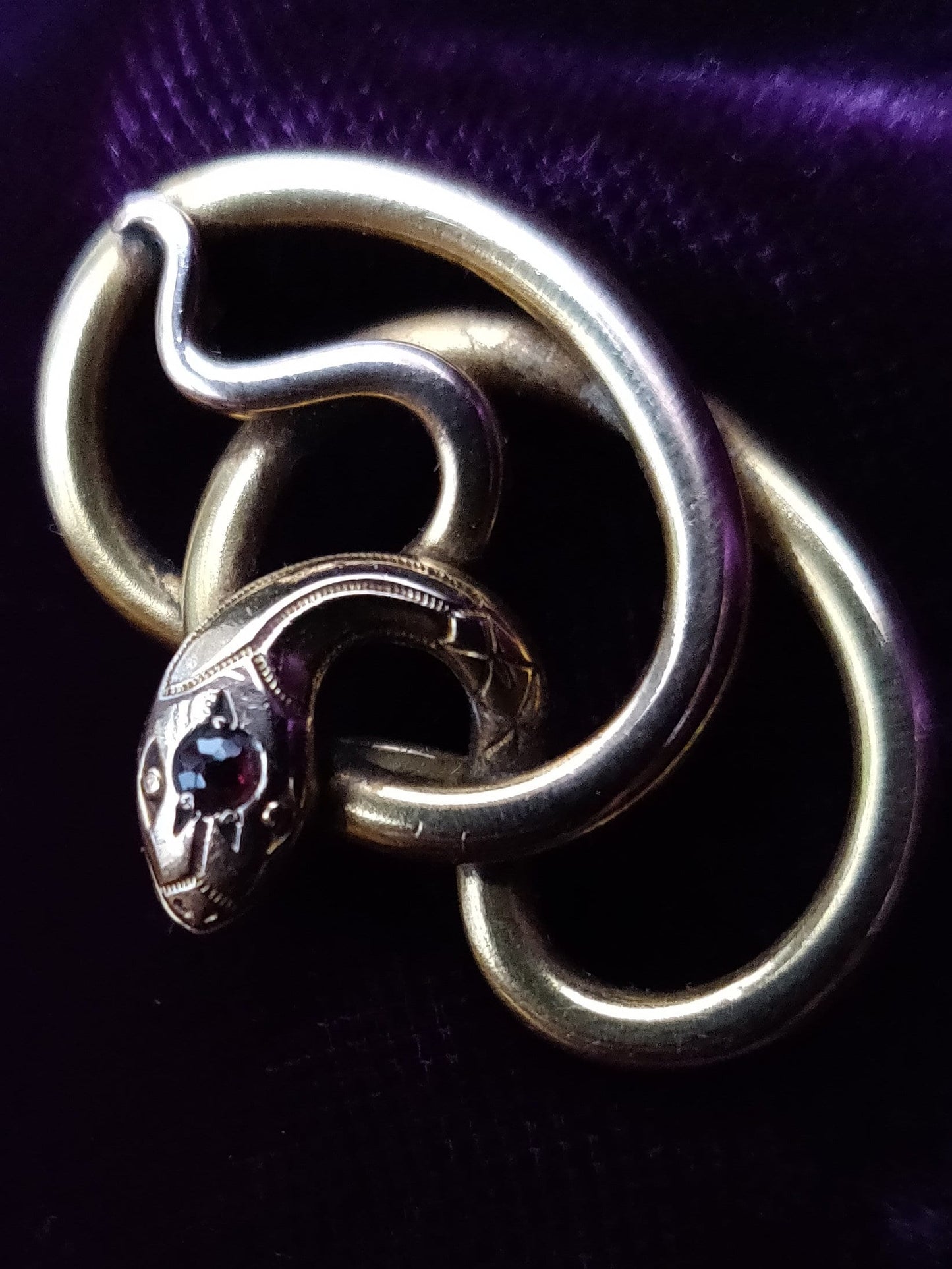 1890s Art Nouveau Gold-filled Snake Brooch - Victorian Snake Brooch - French Antique Jewellery